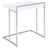 Dani Rectangular C-Shaped Sofa Side Table White High Gloss - Tampa Furniture Outlet