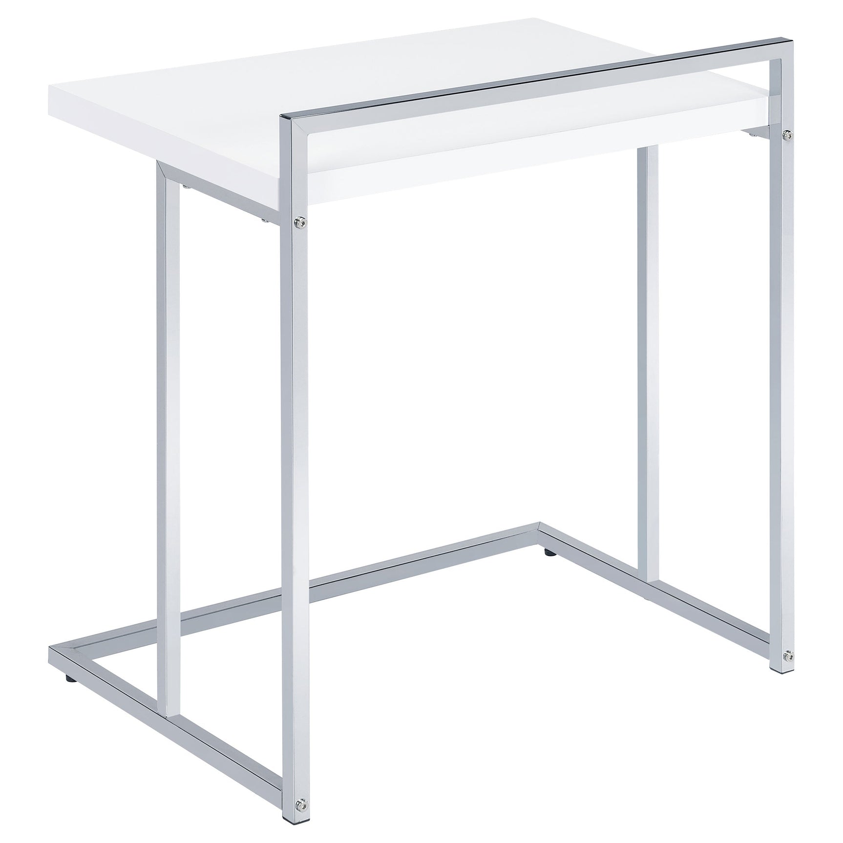 Dani Rectangular C-Shaped Sofa Side Table White High Gloss - Tampa Furniture Outlet