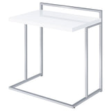 Dani Rectangular C-Shaped Sofa Side Table White High Gloss - Tampa Furniture Outlet