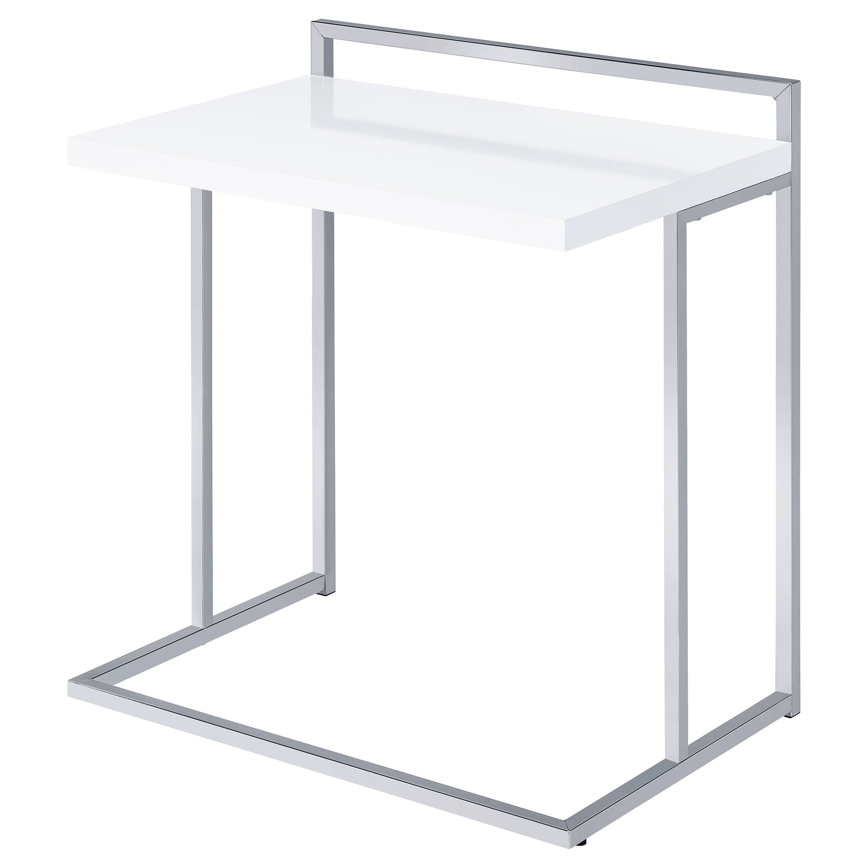 Dani Rectangular C-Shaped Sofa Side Table White High Gloss - Tampa Furniture Outlet