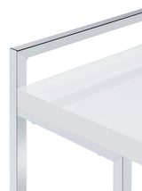Dani Rectangular C-Shaped Sofa Side Table White High Gloss - Tampa Furniture Outlet