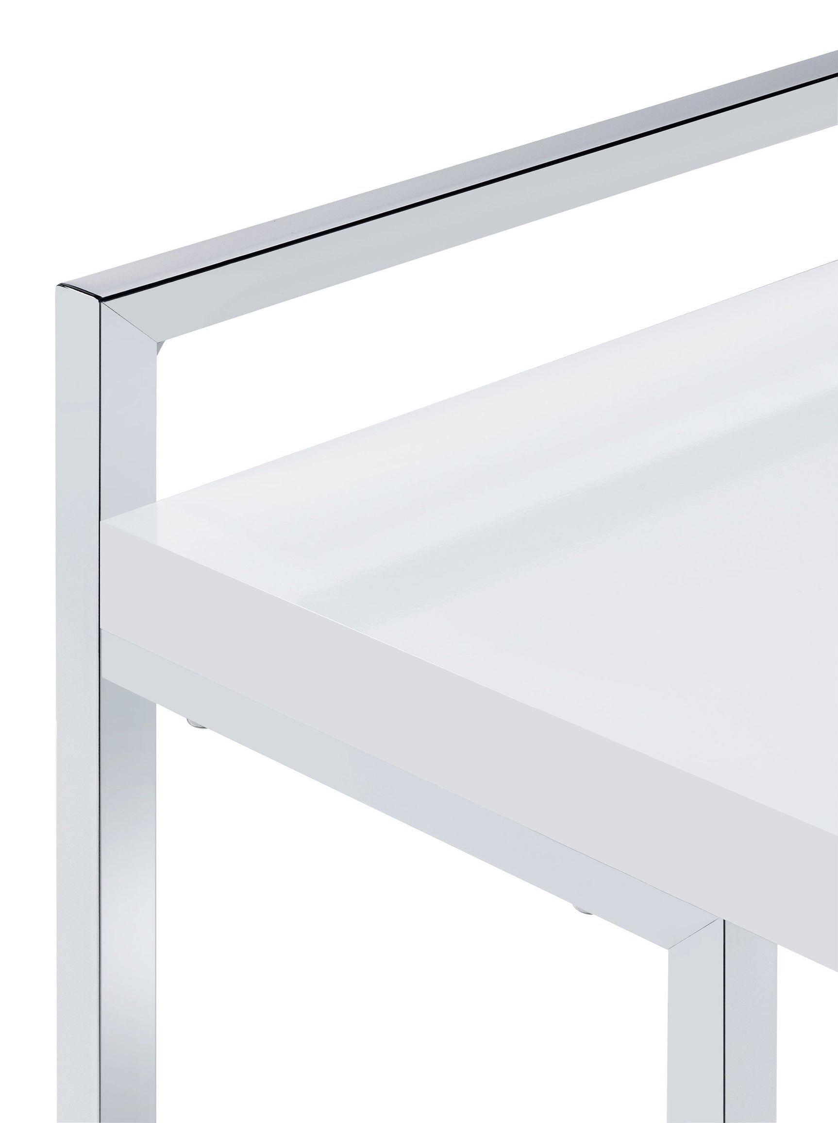 Dani Rectangular C-Shaped Sofa Side Table White High Gloss - Tampa Furniture Outlet