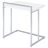 Dani Rectangular C-Shaped Sofa Side Table White High Gloss - Tampa Furniture Outlet