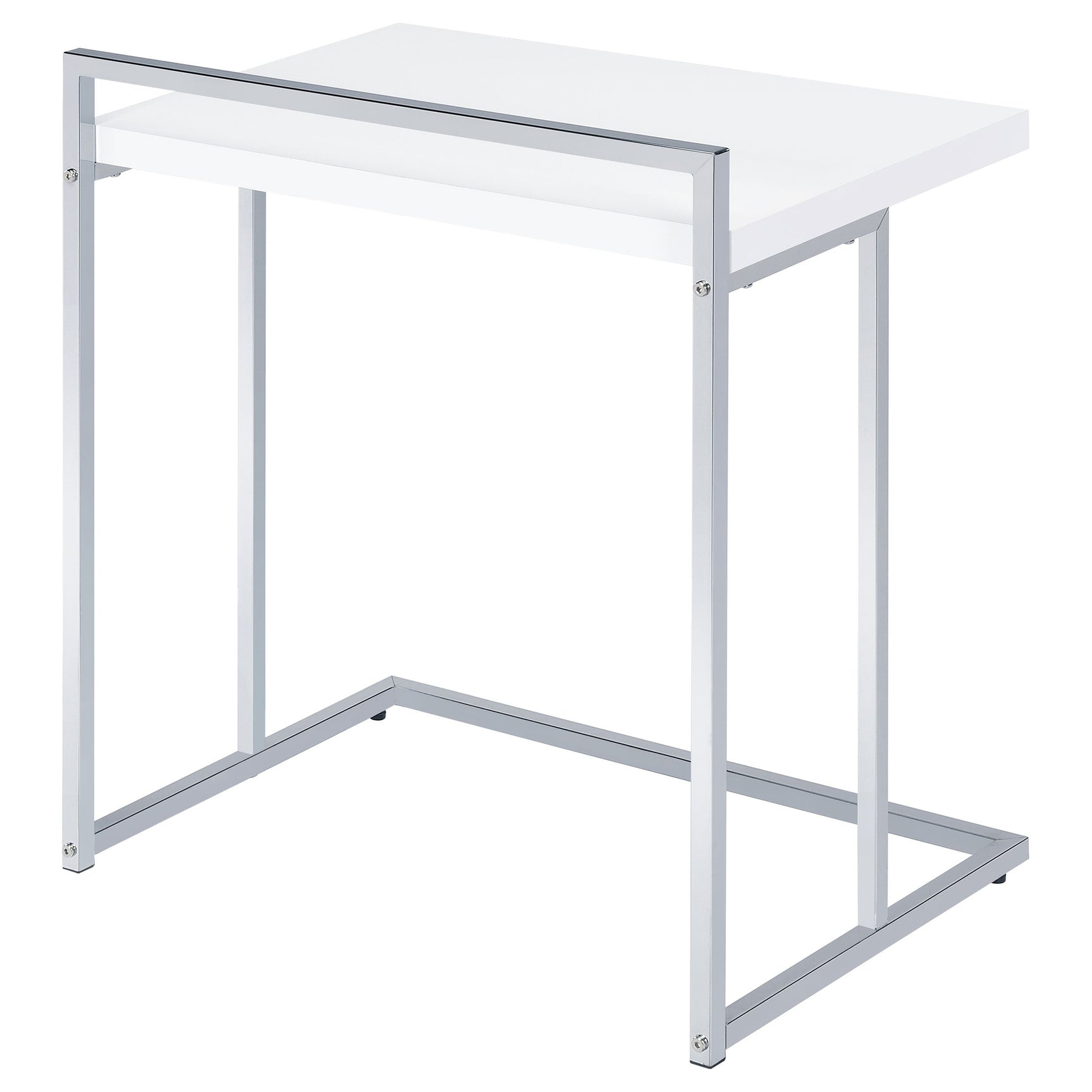 Dani Rectangular C-Shaped Sofa Side Table White High Gloss - Tampa Furniture Outlet