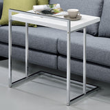 Dani Rectangular C-Shaped Sofa Side Table White High Gloss - Tampa Furniture Outlet