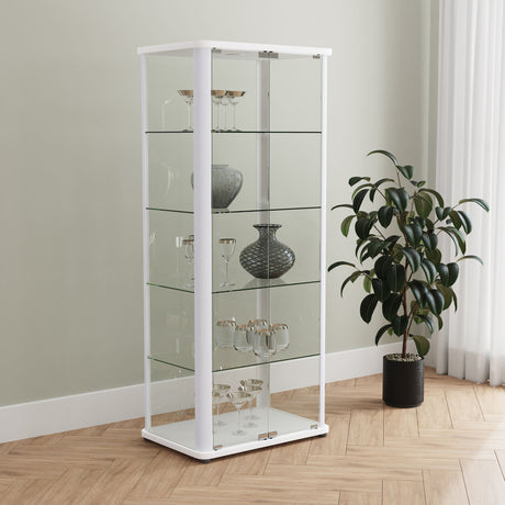 Aero 5-shelf Display Curio Cabinet with LED Lighting White - Tampa Furniture Outlet