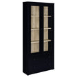 Hawthorne 4-shelf Glass Door Cabinet with Drawers Black - Tampa Furniture Outlet