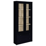 Hawthorne 4-shelf Glass Door Cabinet with Drawers Black - Tampa Furniture Outlet