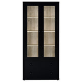 Hawthorne 4-shelf Glass Door Cabinet with Drawers Black - Tampa Furniture Outlet