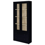 Hawthorne 4-shelf Glass Door Cabinet with Drawers Black - Tampa Furniture Outlet