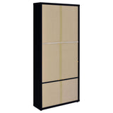 Hawthorne 4-shelf Glass Door Cabinet with Drawers Black - Tampa Furniture Outlet