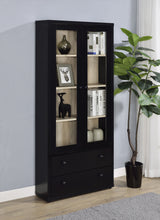 Hawthorne 4-shelf Glass Door Cabinet with Drawers Black - Tampa Furniture Outlet
