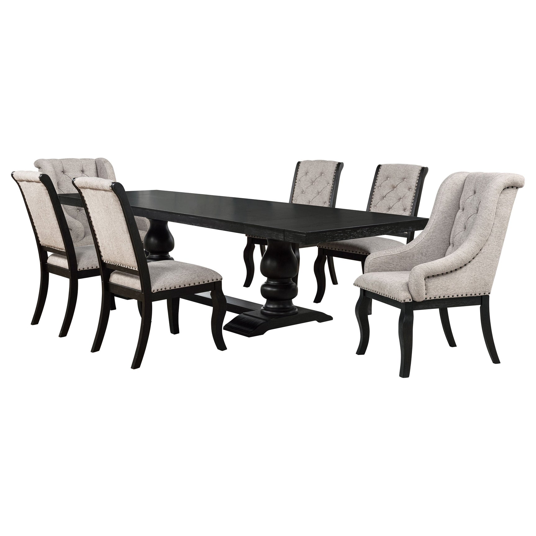 Phelps 7-piece Rectangular Dining Table Set Distressed Noir - Tampa Furniture Outlet