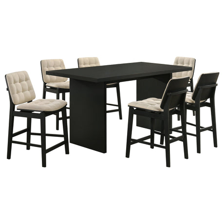 Decker 7-piece 70-inch Rectangular Counter Height Dining Set Cream and Black - Tampa Furniture Outlet