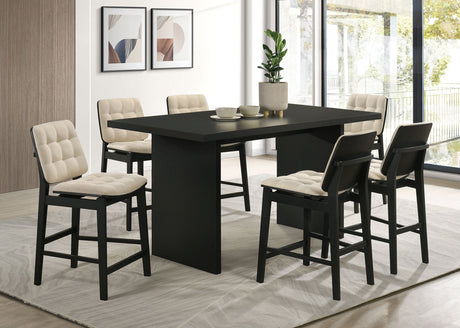 Decker 7-piece 70-inch Rectangular Counter Height Dining Set Cream and Black - Tampa Furniture Outlet