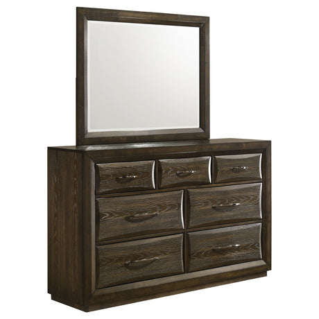 Atlas 7-drawer Bedroom Dresser and Mirror Set Dark Oak - Tampa Furniture Outlet