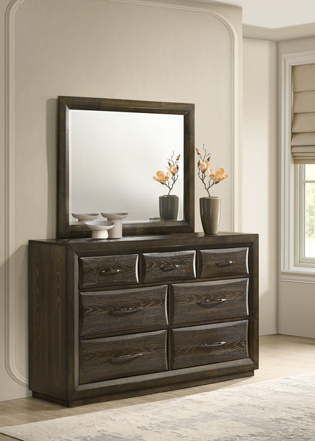 Atlas 7-drawer Bedroom Dresser and Mirror Set Dark Oak - Tampa Furniture Outlet