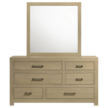 Hendricks 6-drawer Bedroom Dresser and Mirror Light Oak - Tampa Furniture Outlet