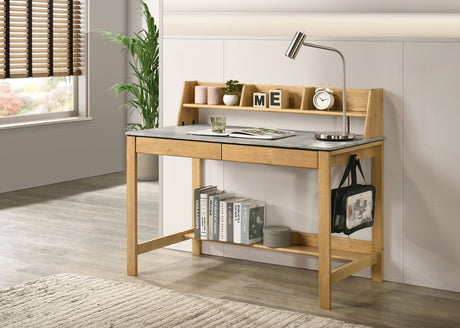 Besler 47-inch SmartTop Writing Desk with Shelf Cement and Natural - Tampa Furniture Outlet