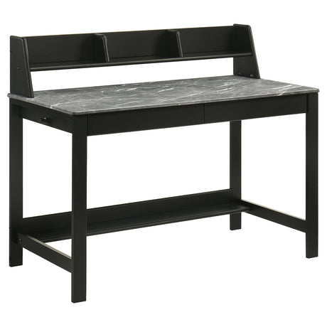 Besler 47-inch SmartTop Writing Desk with Shelf Grey Stone and Black - Tampa Furniture Outlet