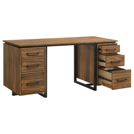 Berhalter 6-Drawer Double Pedestal File Computer Desk - Tampa Furniture Outlet