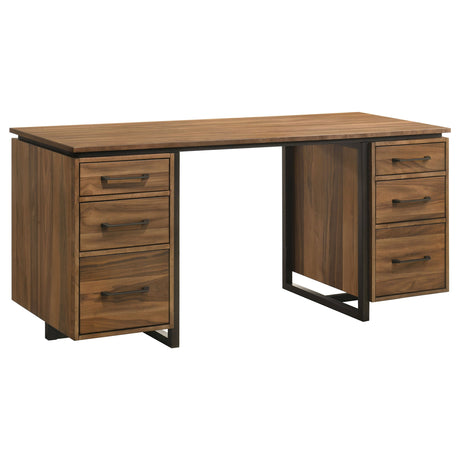 Berhalter 6-Drawer Double Pedestal File Computer Desk - Tampa Furniture Outlet