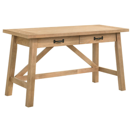 Fabian 54-inch 2-drawer Computer Writing Desk Distressed Light Brown - Tampa Furniture Outlet