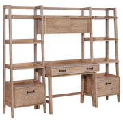 Fabian 4-piece Computer Desk and Bookshelf Set Distressed Light Brown - Tampa Furniture Outlet