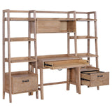 Fabian 4-piece Computer Desk and Bookshelf Set Distressed Light Brown - Tampa Furniture Outlet