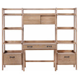 Fabian 4-piece Computer Desk and Bookshelf Set Distressed Light Brown - Tampa Furniture Outlet