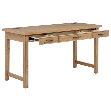 Vermes 55-inch 3-drawer Writing Desk with Power Outlet Light Ash - Tampa Furniture Outlet