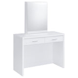 Bunbury Makeup Vanity Table Set Storage Mirror and Stool White - Tampa Furniture Outlet