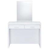 Bunbury Makeup Vanity Table Set Storage Mirror and Stool White - Tampa Furniture Outlet