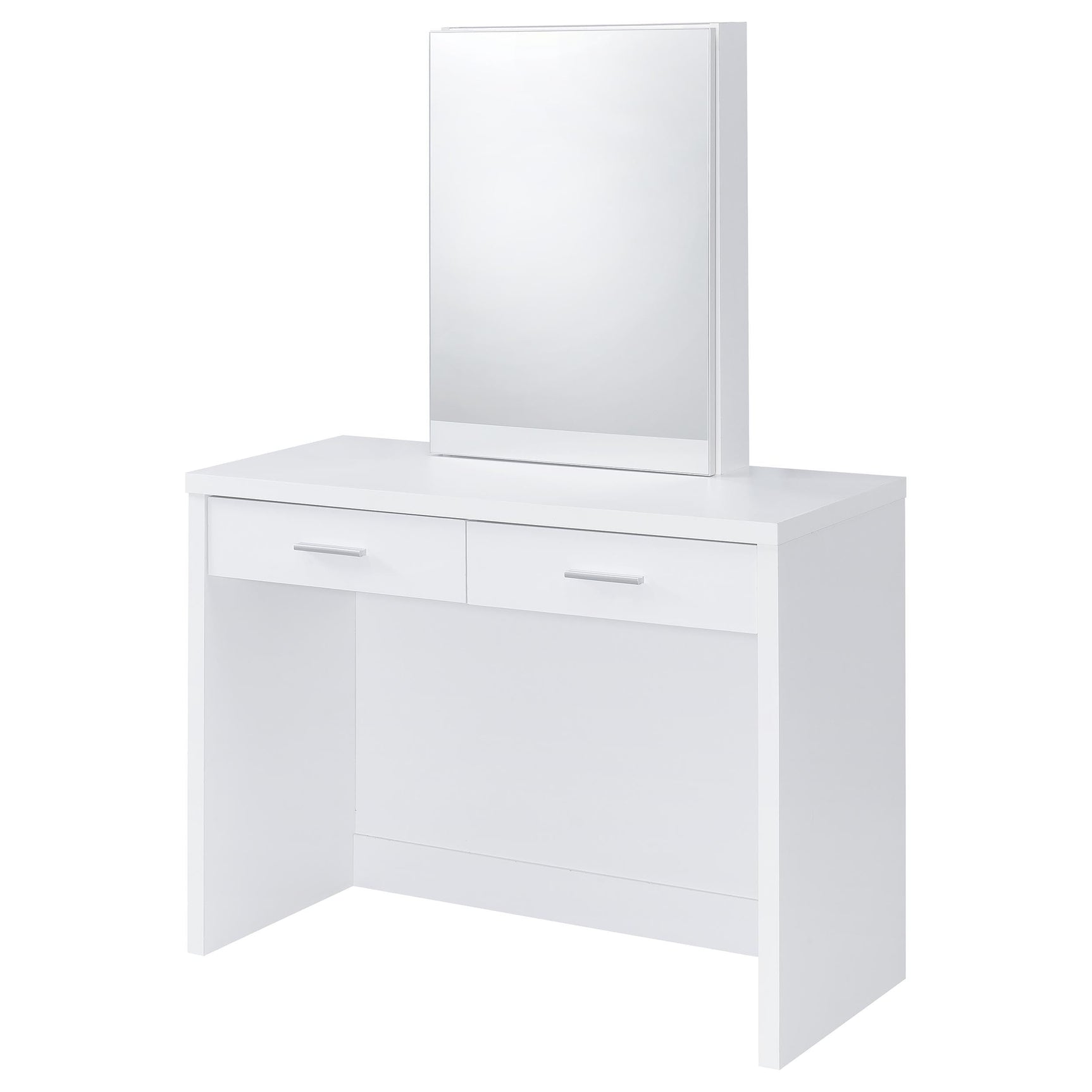 Bunbury Makeup Vanity Table Set Storage Mirror and Stool White - Tampa Furniture Outlet