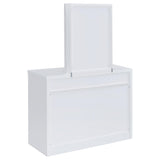 Bunbury Makeup Vanity Table Set Storage Mirror and Stool White - Tampa Furniture Outlet