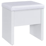 Bunbury Makeup Vanity Table Set Storage Mirror and Stool White - Tampa Furniture Outlet