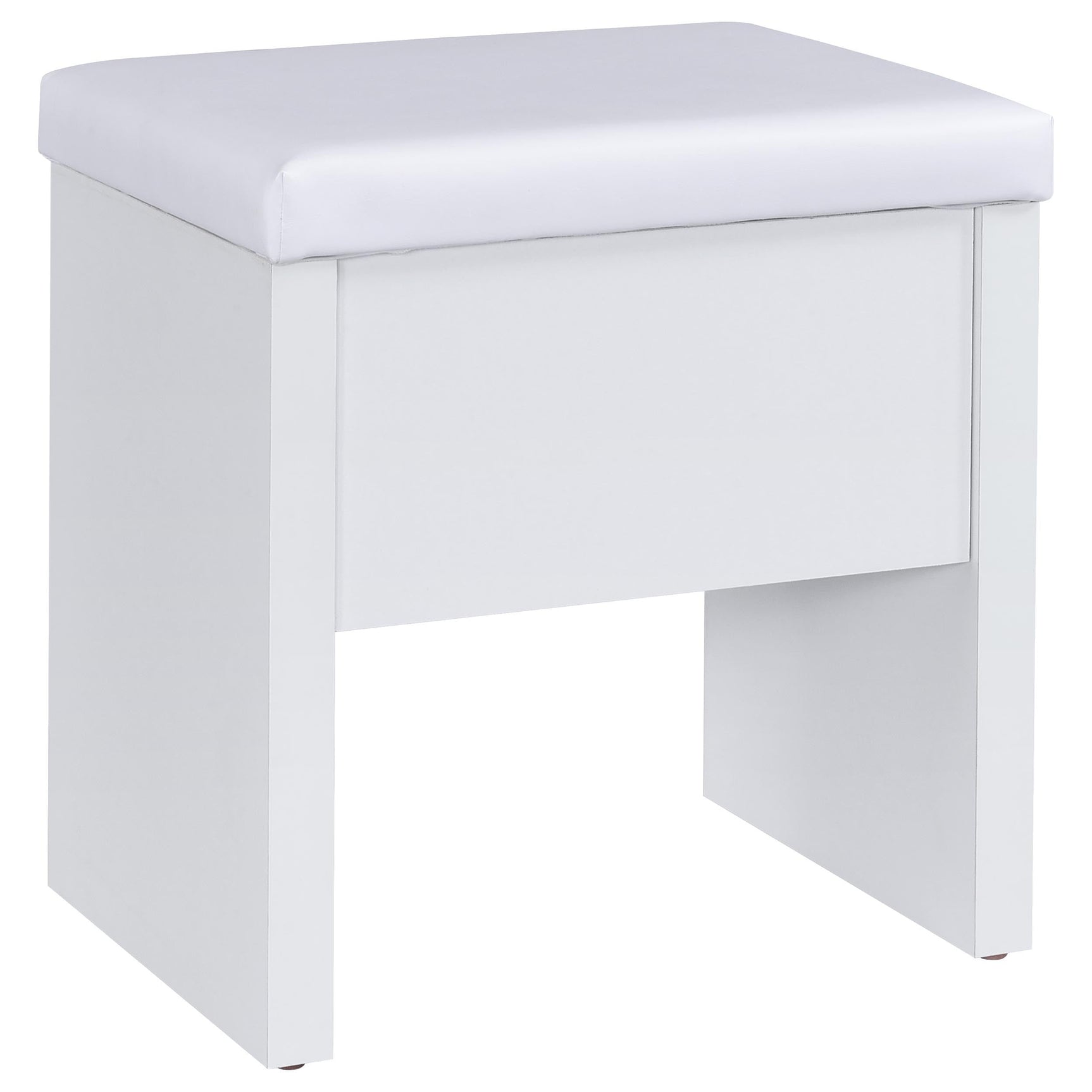 Bunbury Makeup Vanity Table Set Storage Mirror and Stool White - Tampa Furniture Outlet