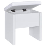 Bunbury Makeup Vanity Table Set Storage Mirror and Stool White - Tampa Furniture Outlet