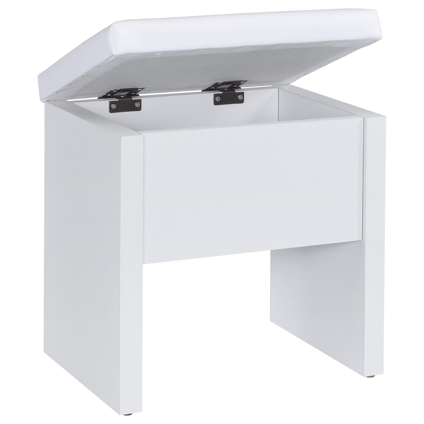 Bunbury Makeup Vanity Table Set Storage Mirror and Stool White - Tampa Furniture Outlet