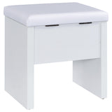 Bunbury Makeup Vanity Table Set Storage Mirror and Stool White - Tampa Furniture Outlet