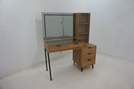 Souza 5-Drawer Makeup Vanity Table With LED Mirror Mango - Tampa Furniture Outlet