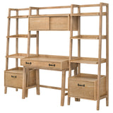 Fabian 4-piece Computer Desk and Bookshelf Set Distressed Light Brown - Tampa Furniture Outlet