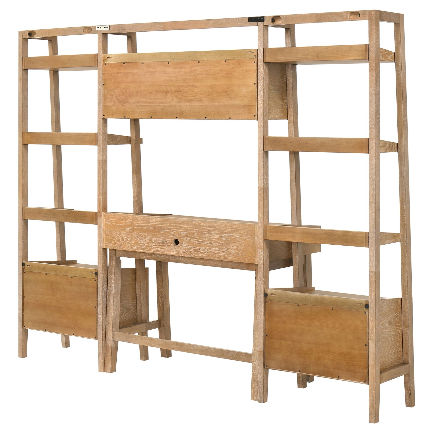 Fabian 4-piece Computer Desk and Bookshelf Set Distressed Light Brown - Tampa Furniture Outlet