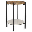 Adhvik Round End Side Table Marble Shelf Natural and Black - Tampa Furniture Outlet