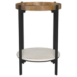 Adhvik Round End Side Table Marble Shelf Natural and Black - Tampa Furniture Outlet