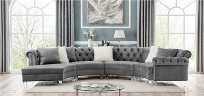 L702 - Liliana Grey Velvet - Tampa Furniture Outlet