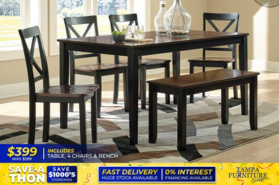 TABLE ,4 CHAIRS AND BENCH - Tampa Furniture Outlet