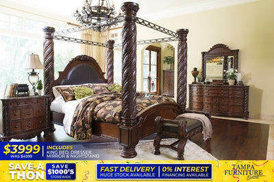 KING BED, DRESSER, MIRROR AND NIGHTSTAND - Tampa Furniture Outlet
