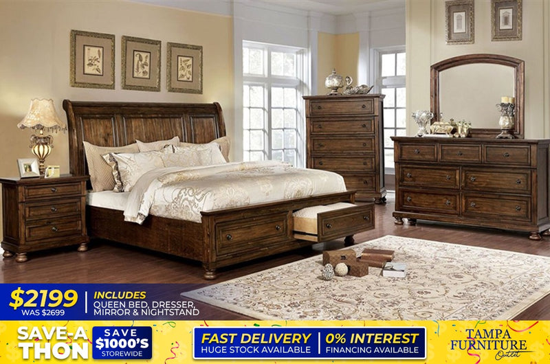 QUEEN BED, DRESSER, MIRROR AND NIGHTSTAND - Tampa Furniture Outlet
