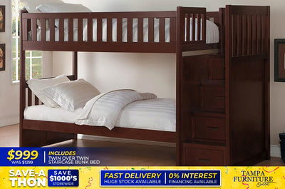 TWIN OVER TWIN STAIRCASE BUNK BED - Tampa Furniture Outlet